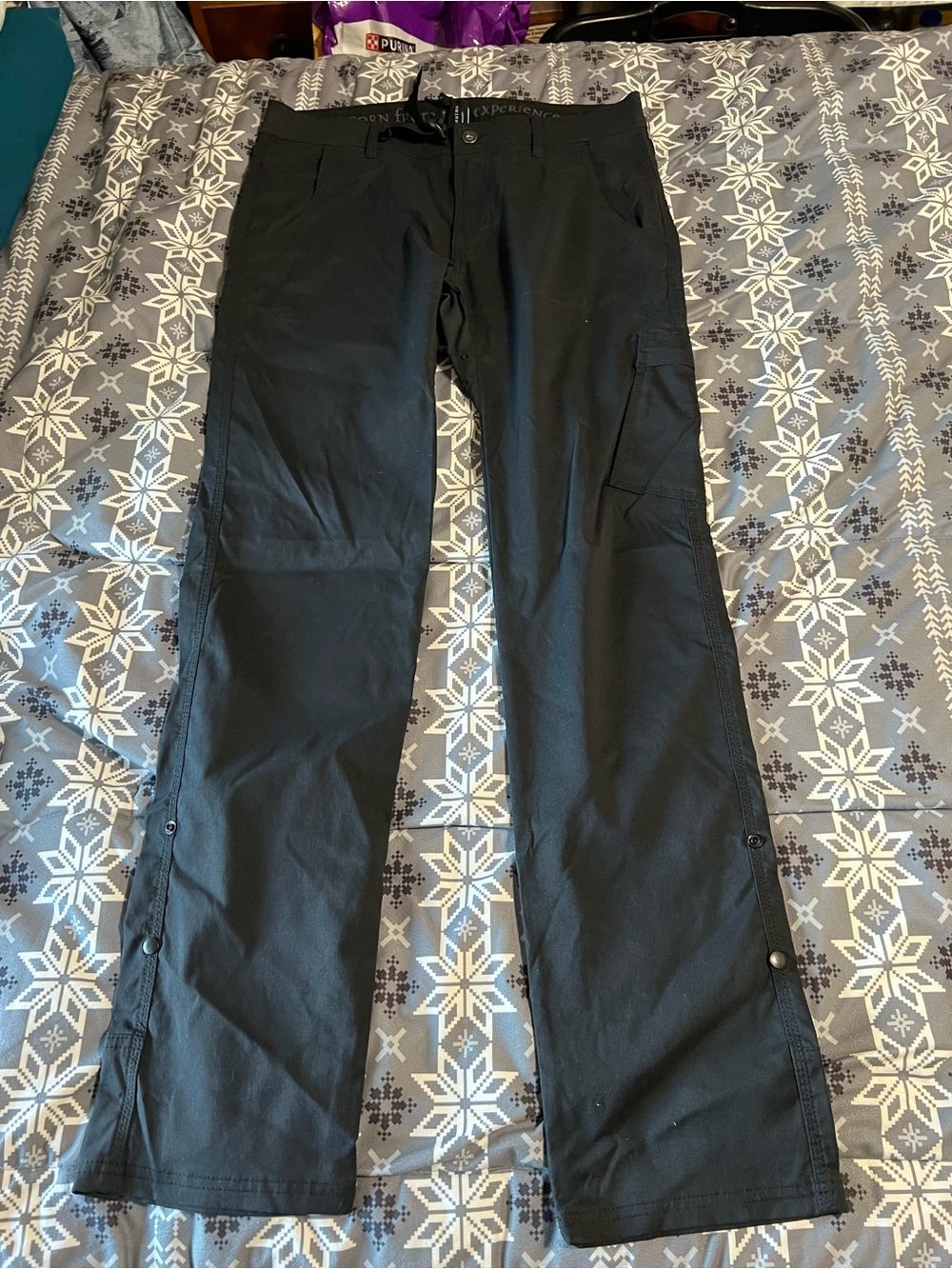 Prana Black Women's Cargo Pants with Side Snap Details